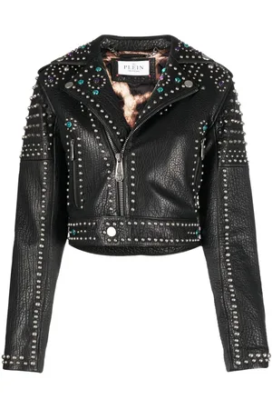 Philipp Plein Studded leather biker jacket