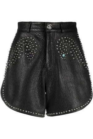 Philipp Plein Stud-embellished leather hot pants