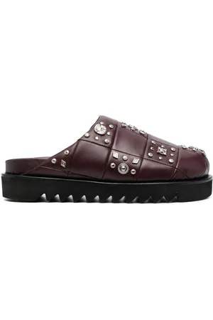 TOGA VIRILIS Stud-embellished leather slippers