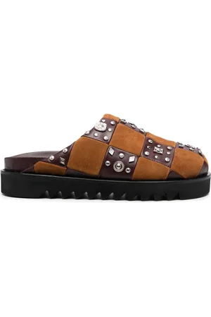 TOGA VIRILIS Stud-embellished leather slippers