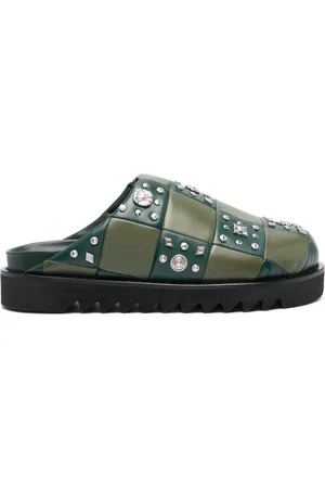 TOGA VIRILIS Checkerboard-pattern leather slides