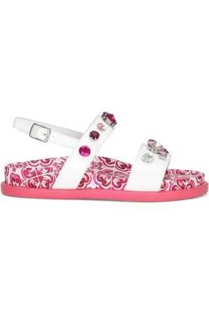 Dolce & Gabbana Majolica-print crystal-embellished sandals