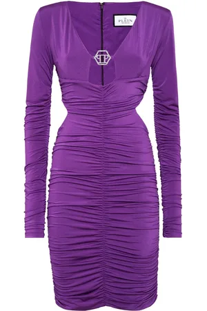 Philipp Plein Logo-plaque ruched minidress