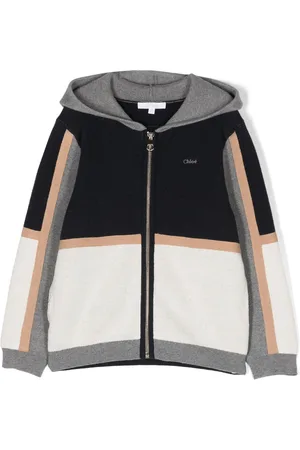 Chloé Colour-block zip-up hooded jacket