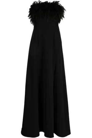 RACHEL GILBERT Linc feather-embellished strapless gown