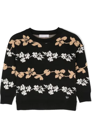 MONNALISA Floral-intarsia knit jumper