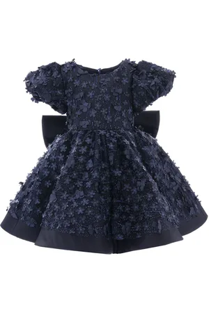 Tulleen Oversize-bow floral-appliqu?? dress