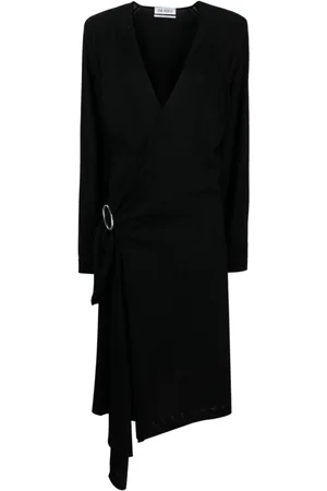The Attico Front-slit long-sleeved wrap dress