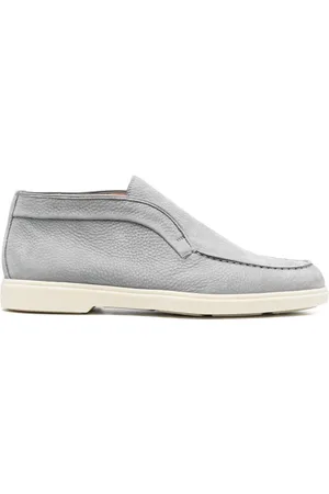 santoni Tonal-stitching leather loafers
