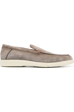 santoni Tonal-stitching leather loafers