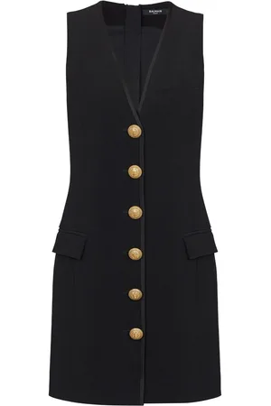 Balmain V-neck button-front minidress