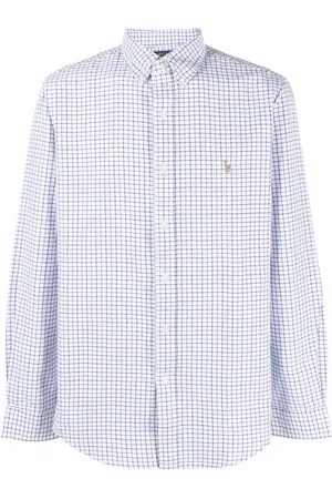 Ralph Lauren Grid-pattern logo-embroidered cotton shirt