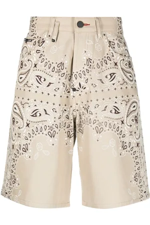 Philipp Plein Bandana-print denim shorts