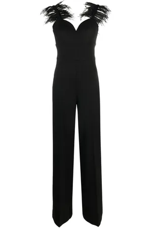 Twin-Set Feather-trim wide-leg jumpsuit