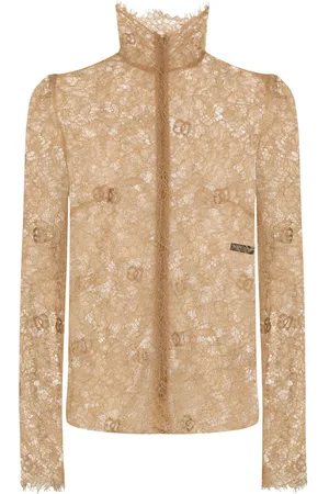 Dolce & Gabbana Sheer-lace high-neck blouse