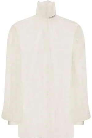 Dolce & Gabbana Sheer-lace high-neck bouse