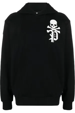 Philipp Plein Gothic Plein logo-flocked cotton hoodie