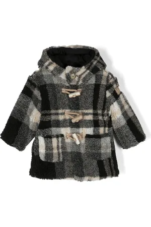 Il gufo Check-pattern fleece-texture coat