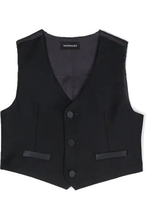 MONNALISA Logo-embroidered sleeveless waistcoat