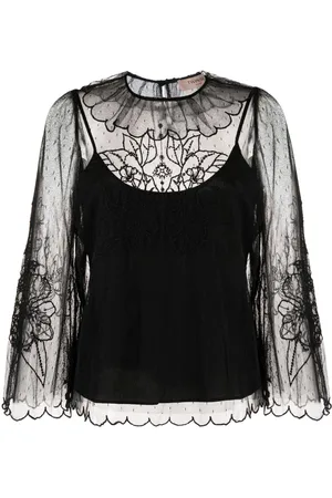 Twin-Set Layered lace long-sleeved blouse