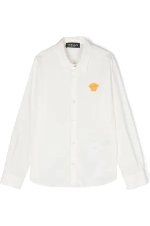 VERSACE Medusa-embroidered cotton shirt