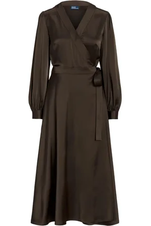 Ralph Lauren Satin midi wrap dress