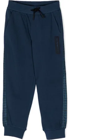 Emporio Armani Logo-patch drawstring cotton pants