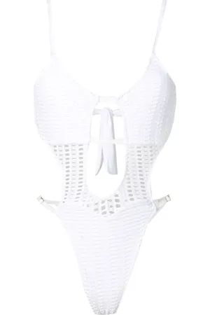 AMIR SLAMA Open-knit cut-out one-piece