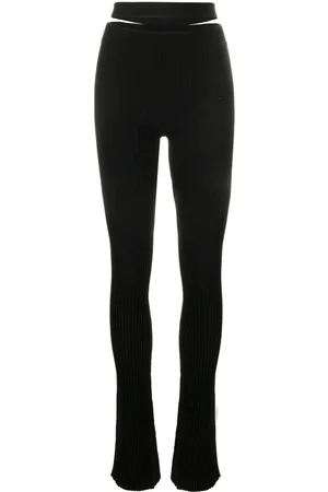 andre damo Cut-out ribbed-knit flared trousers