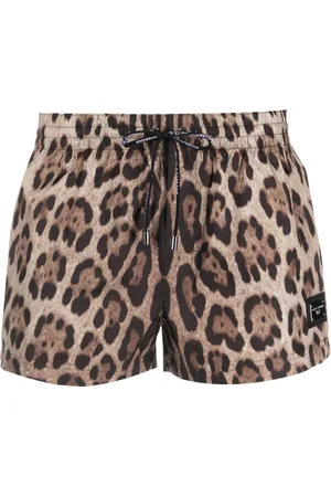 Dolce & Gabbana Logo-plaque leopard-print swim shorts