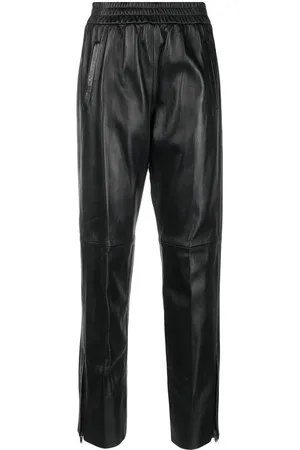 Golden Goose Leather elastic-waist cropped trousers