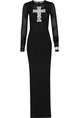 Dolce & Gabbana Cross-embellished tulle long dress