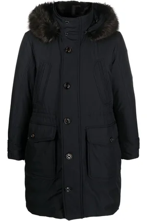 MOORER Button-down hooded raincoat