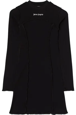 Palm Angels Logo-embroidered ribbed minidress