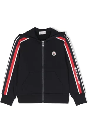 Moncler Logo-stripe cotton zip-up hoodie