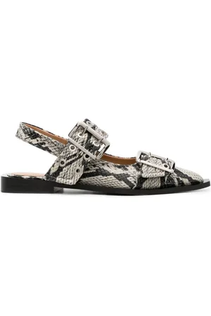 Ganni Snakeskin-effect buckled sandals
