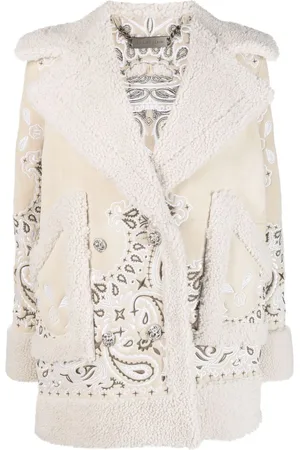 Philipp Plein Embroidered-paisley shearling coat