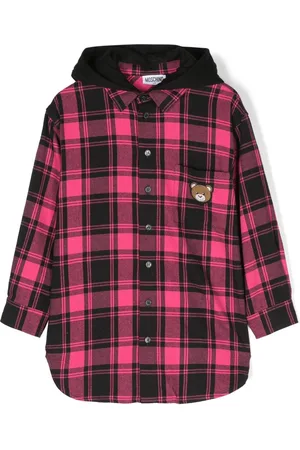Moschino Check-print hooded shirt dress