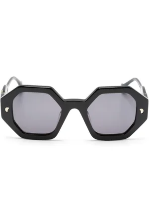 Nanushka Hexagonal-frame logo-plaque sunglasses