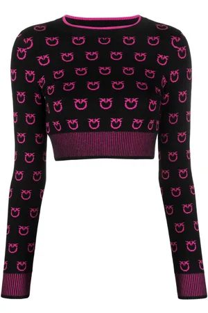 Pinko Intarsia-knit cropped jumper