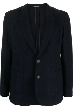 Emporio Armani Plaid-check texture single-breasted blazer