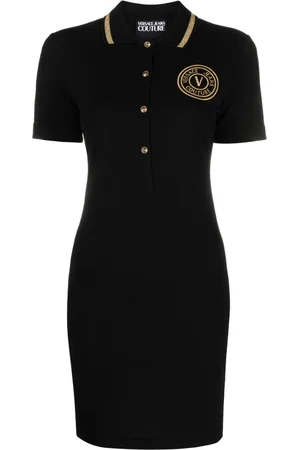 VERSACE V-Emblem polo minidress