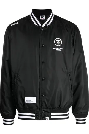A Bathing Ape Logo-print baseball-collar bomber jacket