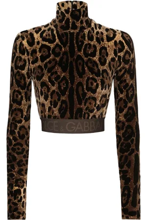 Dolce & Gabbana Leopard-print high-neck blouse