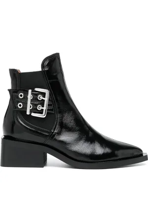 Ganni 45mm buckle-detail leather boots