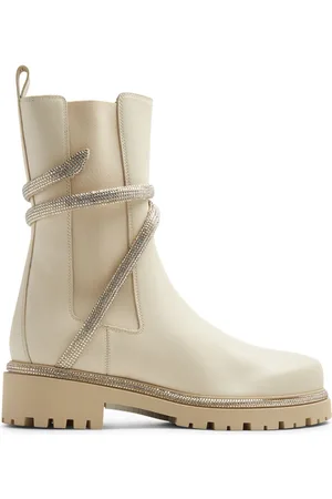 RENE CAOVILLA Crystal-embellished leather boots