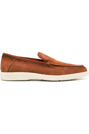 santoni Almond-toe suede loafers