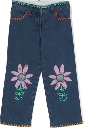 Stella McCartney Floral-embroidered straight-leg jeans