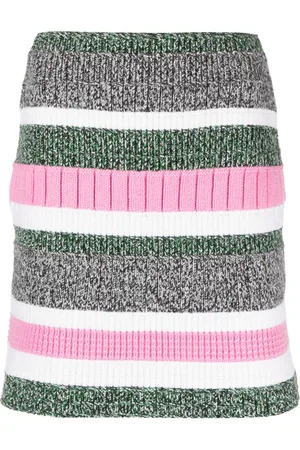 Barrie Stripe-pattern cashmere straight skirt