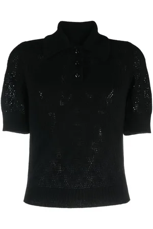Barrie Pointelle-knit cashmere polo top